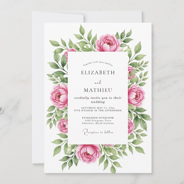 Pink Captivating Spring Wedding Invitation (Front)
