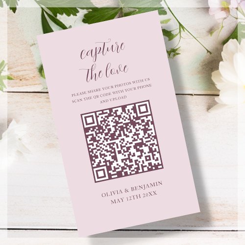 Pink  Capture The Love QR Code Enclosure Card