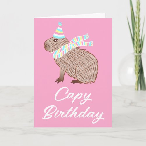 Pink Capy Birthday Funny Capybara Lover Card