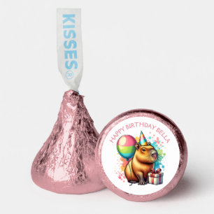 Pink Capybara Themed Girl's Happy Birthday Hershey®'s Kisses®