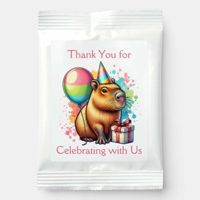  Pink Capybara Themed Girl's Happy Birthday  Margarita Drink Mix (Front)