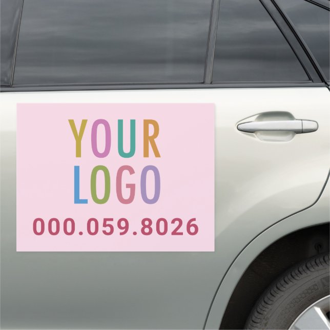 Pink Car Magnet Custom Business Logo Personalized (In Situ)