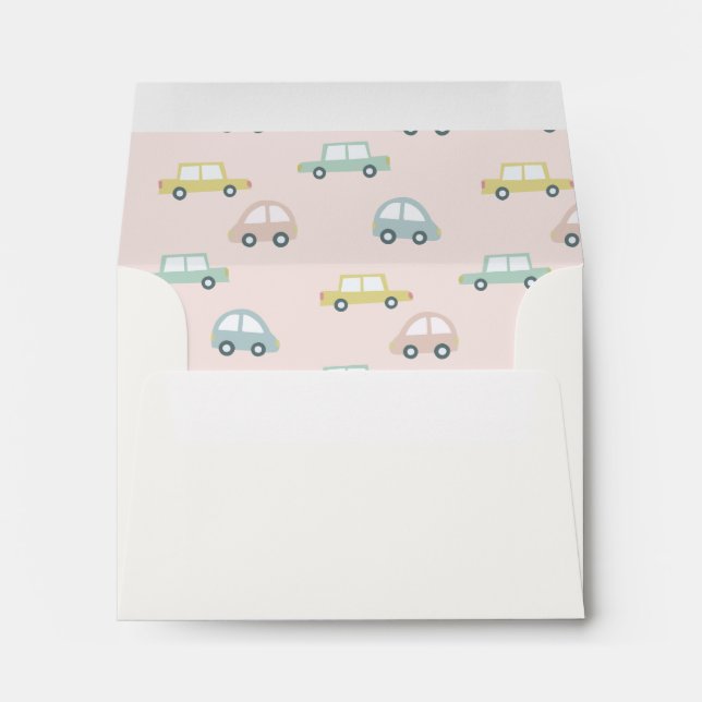Pink Car with Balloons Girl Envelope (Back (Bottom))