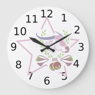 Pink Carabao Water Buffalo and Pink Star Large Clock