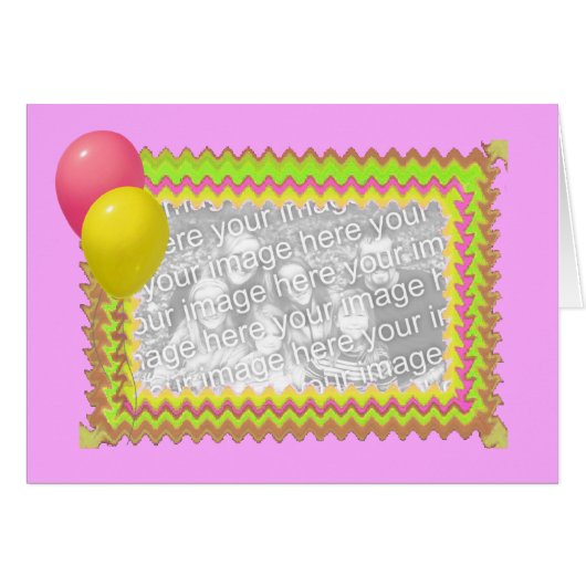 Pink Card With Balloons (Front Horizontal)