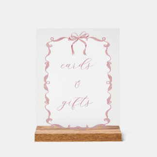 Pink Cards & Gifts Sign for Baby or Bridal Shower