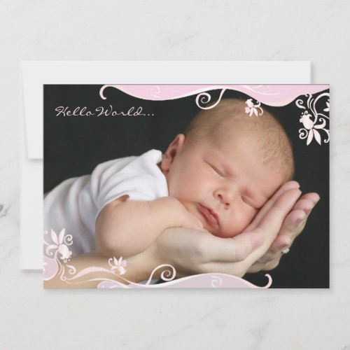 Pink Caress Photo Birth Announcement