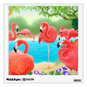 Pink Caribbean Flamingo Birds Wall Decal