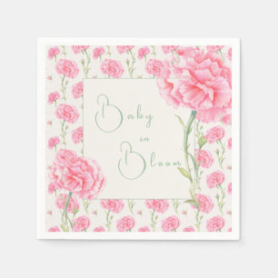 Pink Carnation Baby in Bloom Baby Shower  Napkins