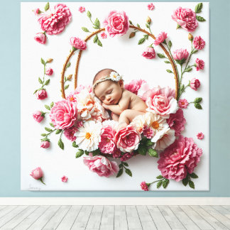 Pink Carnation Blessing Winter Bloom Baby Girl Canvas Print