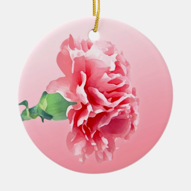 Pink carnation ceramic ornament (Front)