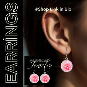 Pink carnation Floral Flower Earrings