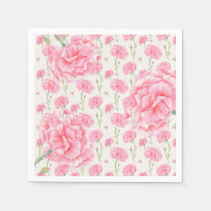 Pink Carnation Floral Wedding Shower Napkins