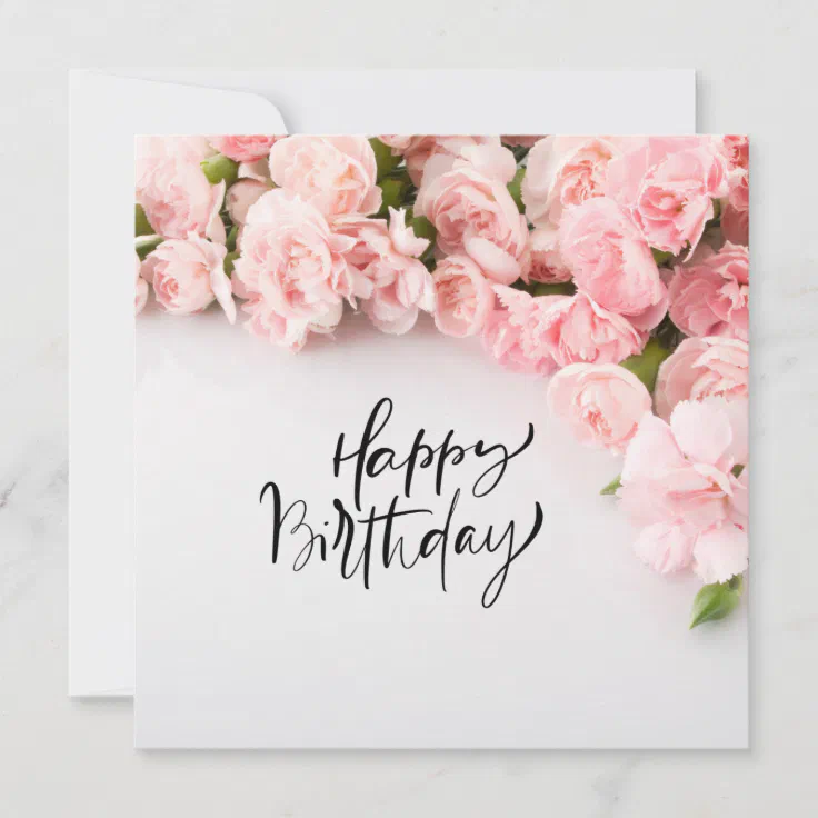 Pink Carnation Flower Happy Birthday Card Zazzle