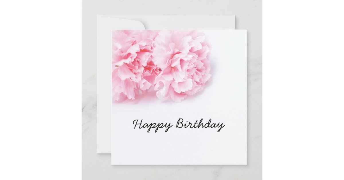 Pink Carnation Flower Happy Birthday Card