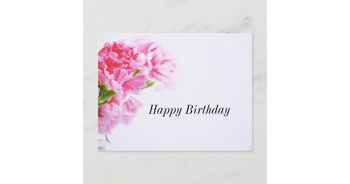 Pink Carnation Flower Happy Birthday Postcard