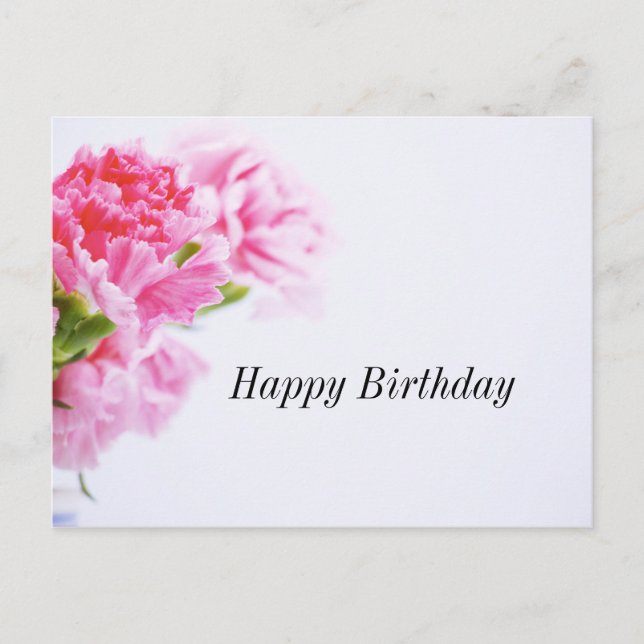 Pink Carnation Flower Happy Birthday Postcard (Front)