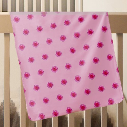 Pink Carnation Flower Seamless Pattern on Baby Blanket