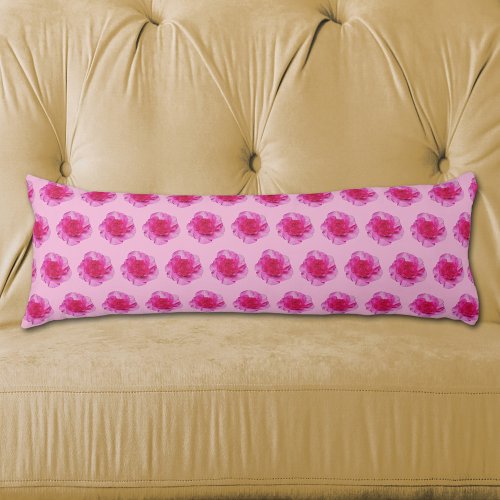 Pink Carnation Flower Seamless Pattern on Body Pillow