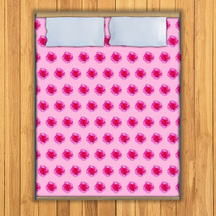 Pink Carnation Flower Seamless Pattern on Duvet Cover