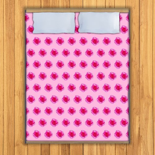 Pink Carnation Flower Seamless Pattern on Duvet Cover