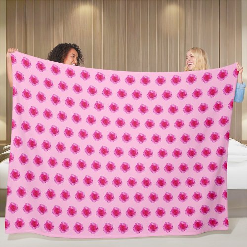 Pink Carnation Flower Seamless Pattern on Fleece Blanket