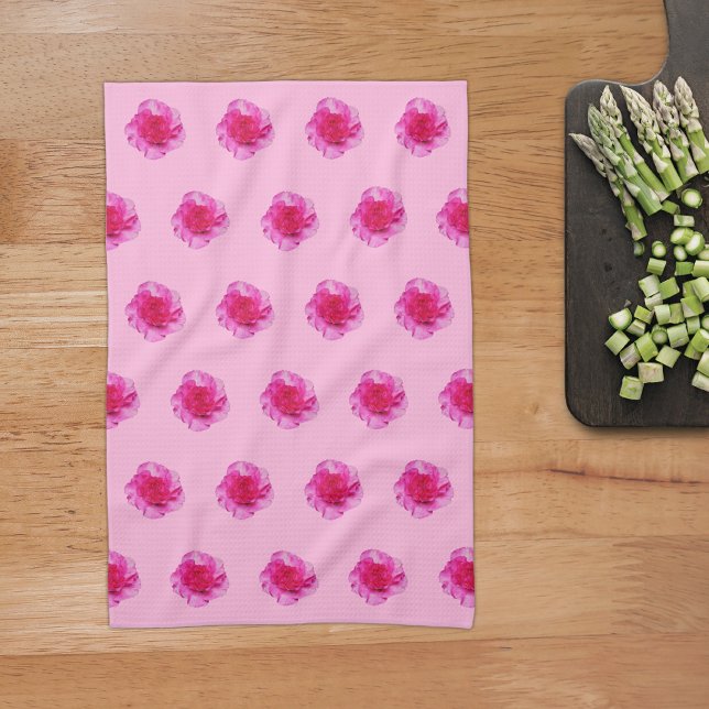 Pink Carnation Flower Seamless Pattern on Kitchen Towel (Pink Carnation flower seamless pattern on kitchen towel)
