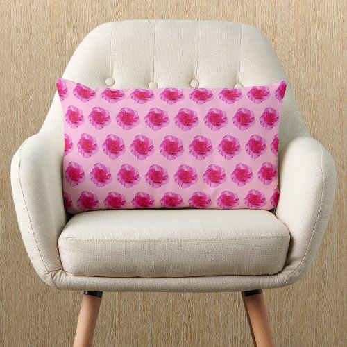 Pink Carnation Flower Seamless Pattern on Lumbar Lumbar Pillow