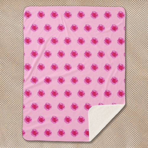 Pink Carnation Flower Seamless Pattern on Sherpa Blanket