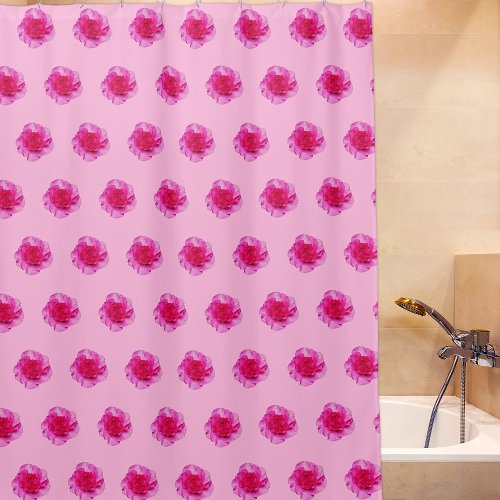 Pink Carnation Flower Seamless Pattern on Shower Curtain