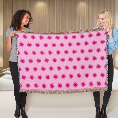 Pink Carnation Flower Seamless Pattern on Throw Blanket