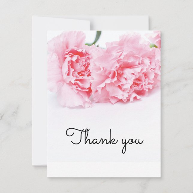 Pink Carnation Flower Thank You Card – Elegant  (Front)