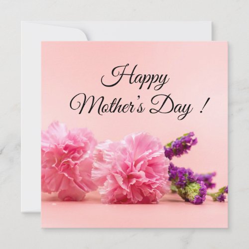 Pink carnation flowers Mothers Day mom on pink  C Card