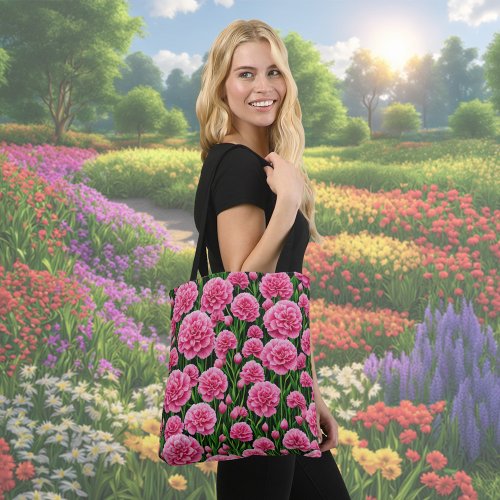 Pink Carnation Flowers Tote Bag