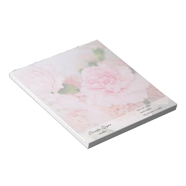 pink carnation flowers vintage style photography notepad (Angled)