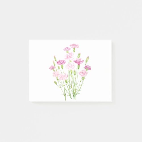 pink carnation flowers  watercolor post_it notes