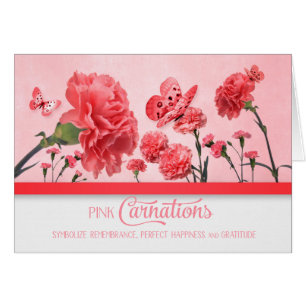 Pink Carnation Garden with Butterflies Blank Cards