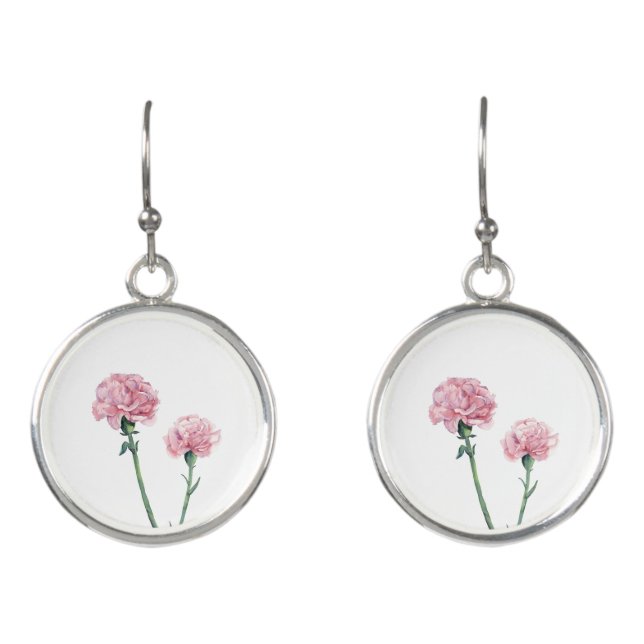 Pink Carnation Minimalist Earrings (Front)