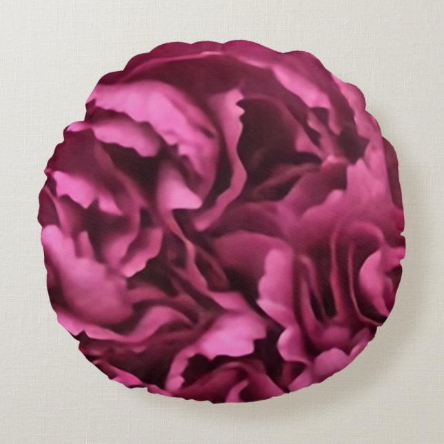 Pink Carnation Round Pillow (Front)
