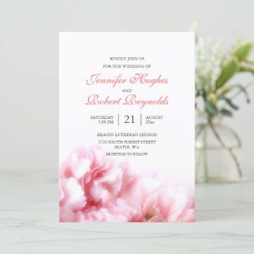 Pink Carnation Wedding Invitation