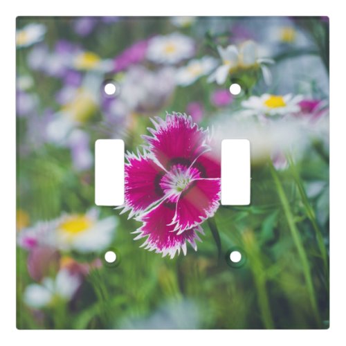 Pink carnation with daisies light switch cover