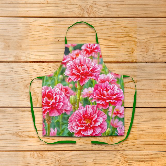 Pink Carnations Apron (Apron with pink carnations)