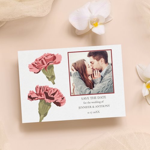 Pink Carnations Floral Save the Date Postcard