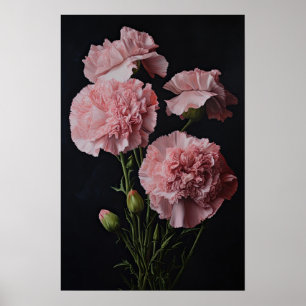 Pink Carnations Flower Art Print Poster