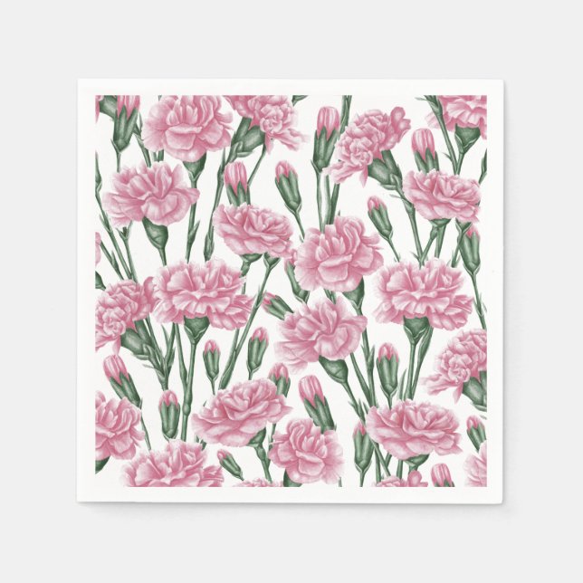 Pink carnations flowers  napkins (Front)