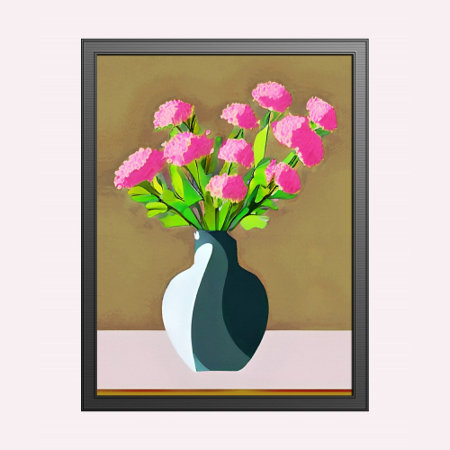 Pink Carnations In A Vase Modern Art Poster