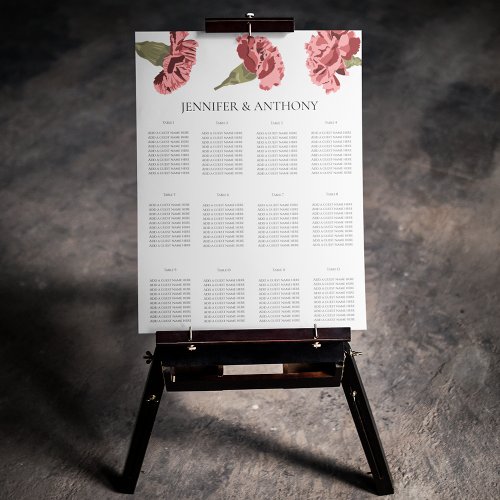 Pink Carnations Luxe Modern Floral Seating Chart