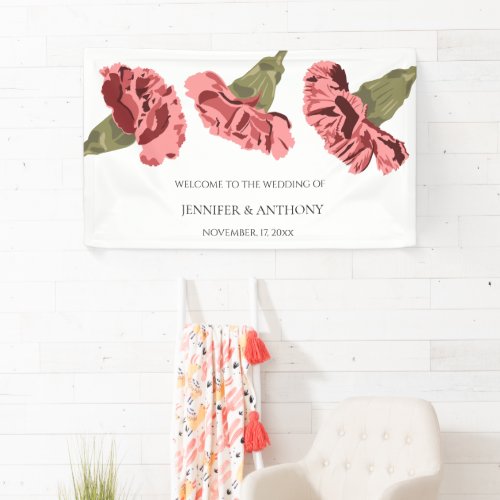 Pink Carnations Luxe Modern Floral Wedding Banner
