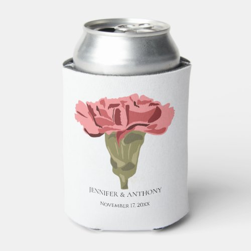 Pink Carnations Luxe Modern Floral Wedding Can Cooler