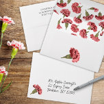 Pink Carnations Luxe Modern Floral Wedding Envelope<br><div class="desc">Add a special touch to your wedding invitation mailing with these illustrated envelopes. They feature realistic style illustrations of pink carnations with graphics on the front,  back and inside of the envelope and your name and address printed on the back flap.</div>